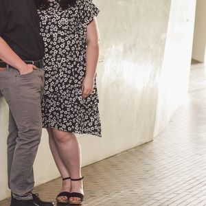 Who What Wear black and white floral midi dress